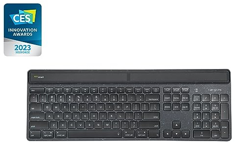 Targus Wireless Keyboard, EcoSmart, Sustainable Energy Harvesting with Solar Technology, Black (UK)