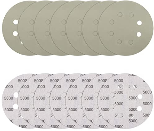 VIBRATITE 70 Stück Schleifpapier 125mm Klett 5000 Körnung 8 Loch | Siliziumkarbid, Nass und Trockenschliff, Runde Schleifscheiben, für Exzenterschleifer, Auto, Holz, Metall