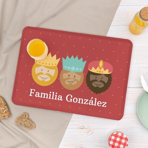 Wanapix | Bandejas Navidad Personalizada Reyes Magos | Bandeja Navideña | Plástico Libre de BPA | Apta para Lavavajillas | 42x30 cm | Three Wise Men