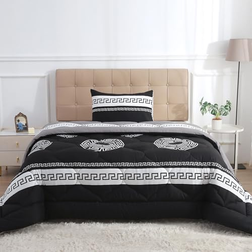 DALINA Edredon Invierno Cama 90 (Set: 1Edredon 180x240cm + 1 Funda 50x70cm) - Relleno Nordico 100% Poliéster Suave y Calentador, Estampado Bicolor Reversible