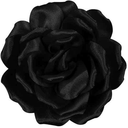 Mecool Haarschnitt große Rose Brosche Brosche Blume Kopfblume Haarklammer Mädchen Hochzeit Party Accessoires Schwarz