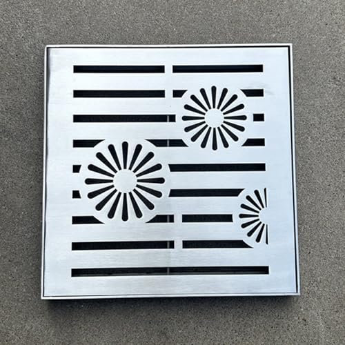 Canaleta Desague con Rejilla Tapa de Drenaje Exterior Cuadrada con Base, Rejilla de Drenaje de Alcantarilla de Acero Inoxidable 304 Extraíble, Filtro de Drenaje de Patio, Tapa de Drenaje de Piso de Só