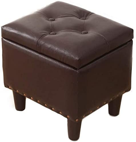 Generic Hocker,Aufbewahrung Ottoman Leder Fußhocker Schuh Hocker Schritt Hocker Fußstütze Home Decor/Braun/40 * 35 * 40Cm