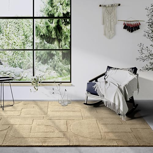 Villeroy & Boch Alexis, tappeto di lana naturale, tessuto a mano e naturale, per soggiorno, camera da letto, sala da pranzo, corridoio, cucina, beige, 160 x 230 cm