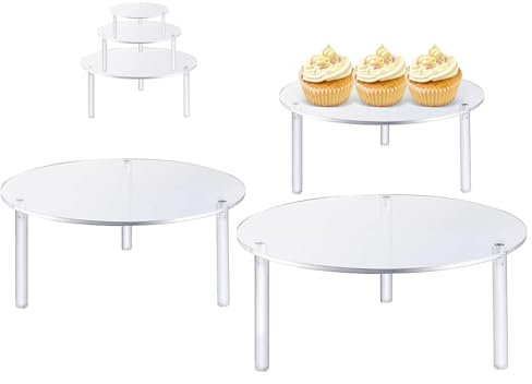 Acryl Tortenständer, Klar Acryl Tortenständer, Runder Cupcake Ständer, Tortenständer mit Cupcake Ständer 3 Stück, Dessert Theke Display Ständer