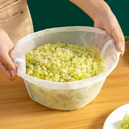 4 Stück Passiertuch Wiederverwendbar, Schüsselform Käsetuch, Feinmaschiges Cheesecloth,Waschbares Nussmilchbeutel Abseihtuch, Kordelzugdesign, Seihtuch für Tofu Saft Käse Tee Nussmilch Suppe Joghurt