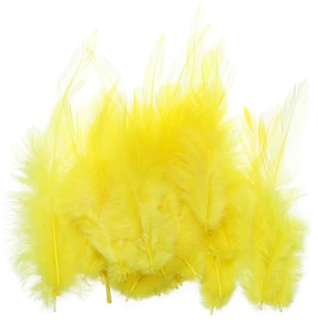 PATIKIL 7,6 cm tuppfjädrar, 100-pack naturliga fjädrar för hantverk färgglada fluffiga hantverksfjädrar för drömfångare handarbete kläder kostymer bröllop, gul