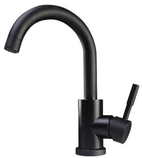 Edelstahl-Waschbecken Waschbecken Frostschutzmittel Warm- und Kaltwasserhahn Drehbares Einloch-Handwaschbecken schwarze Armatur, 9-2 schwarz