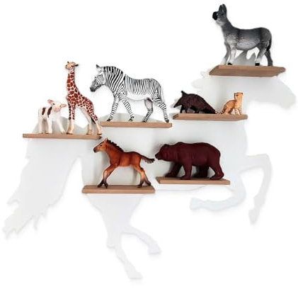 MOLILAND Sammlervitrine Fächer Setzkasten Holz Sammelbox für Ponys, Ponytiere und andere Figuren, Regal für Kinderzimmer, Dekoration für Kinderzimmer, Hängende Ablage für Zubehör und Spielzeug