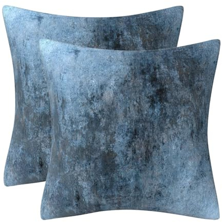 DILOXNSU Blau Grau Kissenbezug 40x40 2er Set Abstrakte Kunst Gemälde Weich Samt Kissenbezüge Kissenhülle Dekokissen Couchkissen Sofakissen für Sofa Wohnzimmer Kissenhüllen