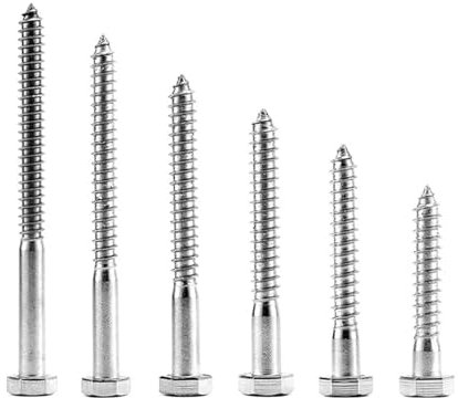 10 Stück Sechskantschrauben, Edelstahl 304, robuste Holzschrauben M6/M8 for TV-Halterungen, Deck- und Bootsreparatur, große Zugbolzen(50mm,M8)