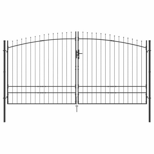 vidaXL Puerta Doble WOERDEN 400 x 249,5 cm Acero Gris Con cerradura | Hecha para durar muchos años, Tiene cerraduras de pestillo deslizante para mantener todo seguro,