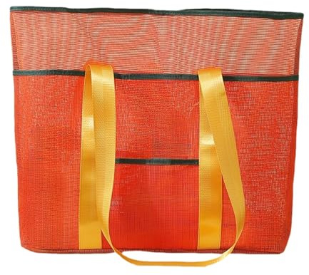Streysisl Sac fourre-tout portable en maille | Grande capacité, organiseur de plage, fournitures de voyage multifonctionnelles pour serviette, cosmétiques, maillot de bain, Orange, Refer to