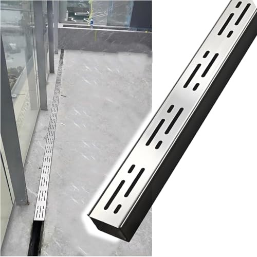 Piccolo Canaletta Scolo Acqua Piovana Acciaio Inox 304, Coperchi di Drenaggio All'aperto Stretto Canale di Drenaggio in Acciaio Inox 304 Lineare Pioggia Grondaia Filtri(7x3cm//2.7x1.2in)