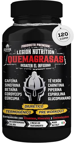 Legion Nutrition® Bruciagrassi, Termogenico, Drenante, Pre-Workout. 120 Compresse Made in Italy. Integratore per Energia, Focus, Definizione, Perdita di Peso. Durata 2 Mesi per Uomo e Donna