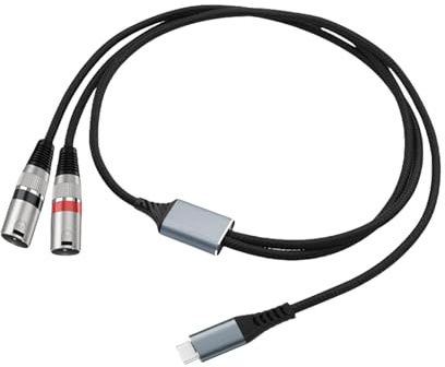 MCAOAL Câble adaptateur USB C vers 2 XLRS mâle Répartiteur en Y pour équipement de studio avec technologie de décodage haute fidélité 384 kHz Type C vers câble audio XLRS vers double