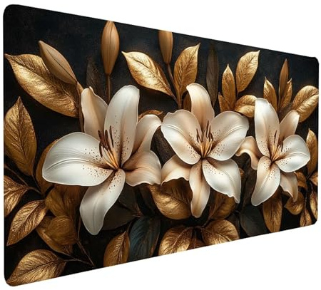 Tapis de Souris xxl 160x80x0.3CM Imperméable Fleur Tapis de Bureau Gaming pour Clavier Souris Sans fil Ordinateur Portable, Mouse Pad Paysage Bords Surpiqués Base Antidérapante, Cadeau Homme model3490