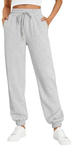 Trendy Queen Women's Sweatpants Athletic Joggers Baggy Pants Lounge Bottom 2026 Fall Fashion with Pockets Grey M