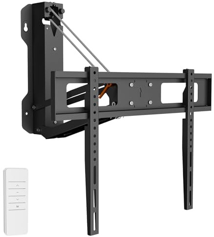 XINYAO Over Fireplace TV Mount Pull Down with Remote, Motorized Height Adjustable Electric TV Wall Bracket for 32 to 70 inch Screen, Compatible with VESA 600x400