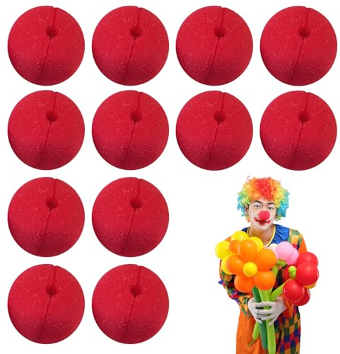 12 Stück Clownsnasen Rot Clown Nase Rote Cosplay Nasen Schaum Zirkus Nasen für Kinderschminke Partys Karneval Fasching Zirkus Halloween Cosplay