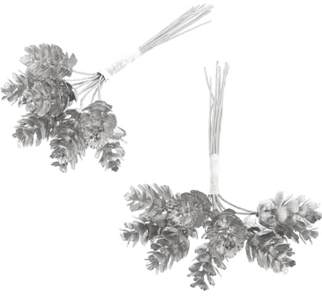 Beavorty Künstliche Kiefernzweige mit Weihnachtlichem Duft Kunststoff Silber Goldene Kiefernzapfen Picks für Weihnachtsdeko Bastelmaterial für Adventskranz und Tischgestecke