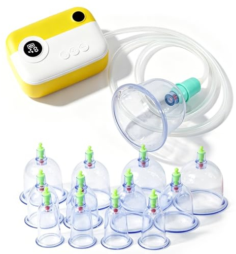 12 ventosas eléctricas con ajuste de 9 niveles, ventosaterapia recargable por USB para cuerpo, cara, cuello, lumbar, piernas, espalda, brazos