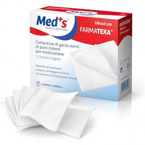 Compresse di Garza Idrofila Sterile Monouso 18x40 cm Cotone 100% – Garze Piegate Assorbenti per Medicazione e Pronto Soccorso (60 pezzi)