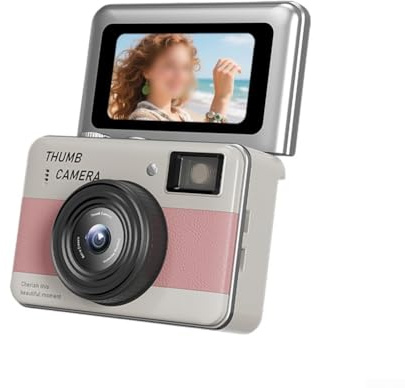 Cámara digital, cámara compacta de enfoque automático 4K con LCD de 1.47 pulgadas y lente gran angular para viajes o vlogging, para niños, adultos, principiantes (rosa)