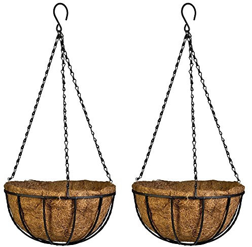 ZZM Growers - Cesto da appendere per fioriere, in cocco, struttura decorativa in ferro, per interni ed esterni