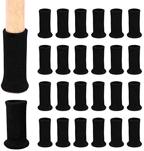 Ezprotekt 24pcs de Chaussette Chaise pour Pieds de Chaise, Pieds de Meubles, Patins Antidérapants pour Convient aux Pieds de Chaise de 1 à 2 de Diamètre (Noir)