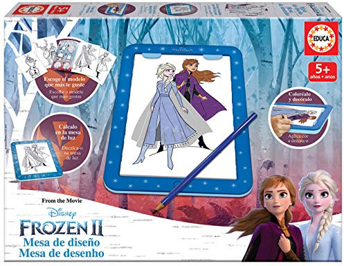 Educa - Frozen Design Tisch, Abziehbild, Ausmalen und Dekorieren.Inklusive Aufkleber und Buch mit verschiedenen Modellen.ab 5 6 7 Jahre (18369)