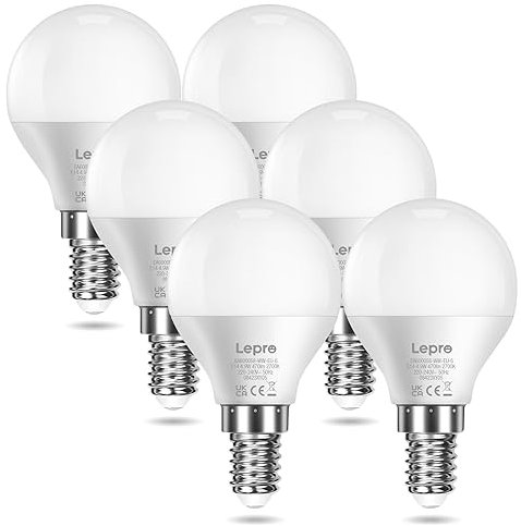 Lepro E14 LED Lampe, 6er-Pack, 4.9W 470 Lumen Glühbirne,entspricht 40W Glühlampe, 2700 Kelvin Warmweiß, P45 180° Abstrahlwinkel Energiesparlampe