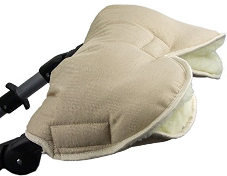 Bambiniwelt, guanto scaldamani per passeggino, con lana d'agnello per mani calde, universale (beige mellato)