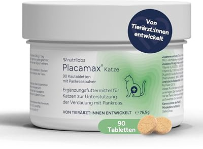NutriLabs Placamax® Katzen-Tabletten 90 STK. - Gesundheitsprodukte - Verdauungstabletten - Nahrungsergänzung für Katzen - Ergänzungsfutter mit Pankreas-Pulver u.v.m.