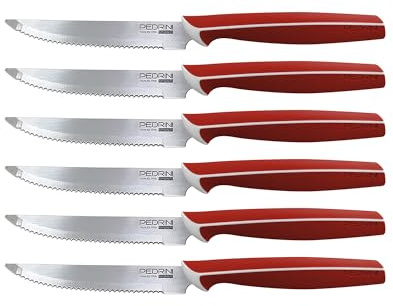 Pedrini coltelli bistecca linea master manico rosso (blister 6 pezzi)