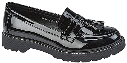 Boulevard Slip-in Loafers - Round Toe Black 7 UK - PU Upper, Plain Design