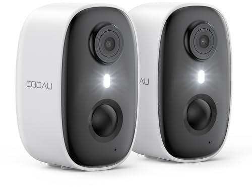 COOAU 2 Stück Akku Überwachungskamera Aussen - 2K WLAN Kabellose Kamera Überwachung Innen mit Farbige Nachtsicht | PIR-Bewegungserkennung | Teilen | Zwei-Wege-Audio