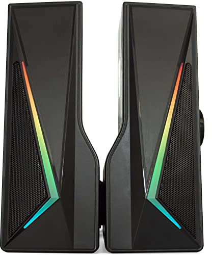 SIMPLETEK 2 enceintes 6W Gaming Mini Système Audio Soundbar Pour PC Bluetooth | RGB Haut-parleurs