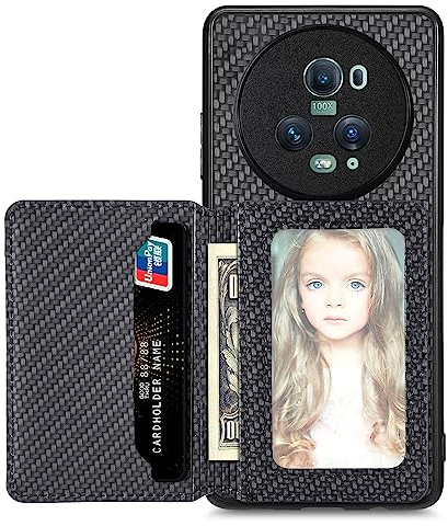 MOJIA Hülle für Honor Magic5 Pro 5G (Magic 5 Pro), Ultra Dünn TPU rutschfeste, Stoßfeste Handyhülle, Schutzhülle mit Kartentasche und RFID-Abschirmung. Schwarz