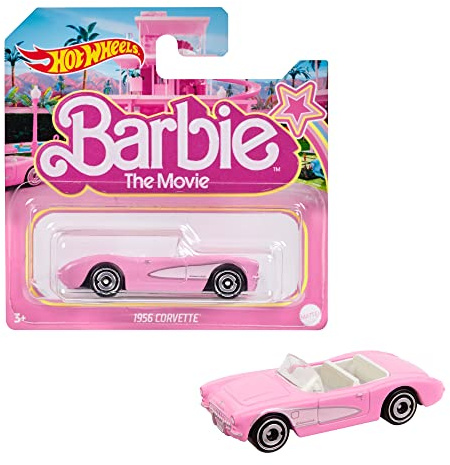 Hot Wheels Barbie The Movie Barbie Corvette für Filme Fans, Die-Cast Spielzeugauto, inspiriert vom Barbie-Film, als Geschenk für Kinder ab 3 Jahren geeignet, HPR54