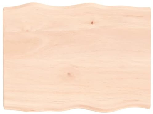 INLIFE Tablero de mesa 80 x 60 x 2 cm, Tableros para Escritorios, Madera Maciza de Roble sin Tratar, Borde de Árbol, 7,75 kg, 363878