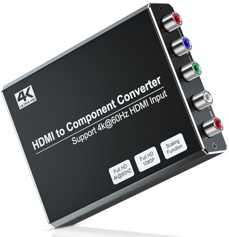 MISOTT 4K/60Hz HDMI auf Komponenten Konverter mit Skalierungsfunktion, HDMI 2.0 kompatibel, 480i/576i Komponenten Ausgang