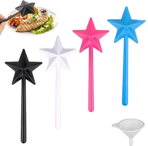 Homefantasy 4 Stück Salzstreuer,Spices Spice Shaker,Zauberstab Salz,Sternförmiger Zauberstab Salz mit Löchern,Zauberstab Salzstreuer,mit Trichter,für Tischdekoration,Hausküchenbedarf