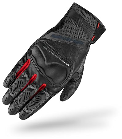 SHIMA HERO GLV Guanti Moto Estivi Uomo Pelle Lungo Ventilato Perforato Omologati Guanto per Motocicletta Touchscreen Ventilata Scooter Protettore Rinforzato Abbigliamento Racing (Uomini, Rosso, XL)