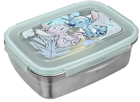 Undercover - Scatola per il pranzo Disney Stitch con guarnizione in gomma - in acciaio inox - capacità 550 ml - scatola per panini per la scuola - scatola per il pranzo per bambini