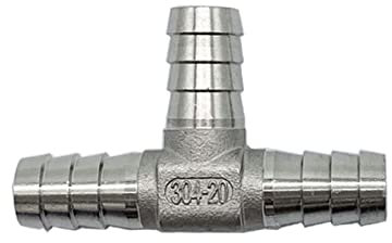 3/4/6/8/10/12/19/20/25/32 mm, 304 Edelstahl-Rohrverschraubungen, 3-Wege- und 4-Wege-gerader Winkelstück, Schlauch, Stachelgelenk, 20 mm (Farbe: A T 3-Wege, Größe: 13 mm)