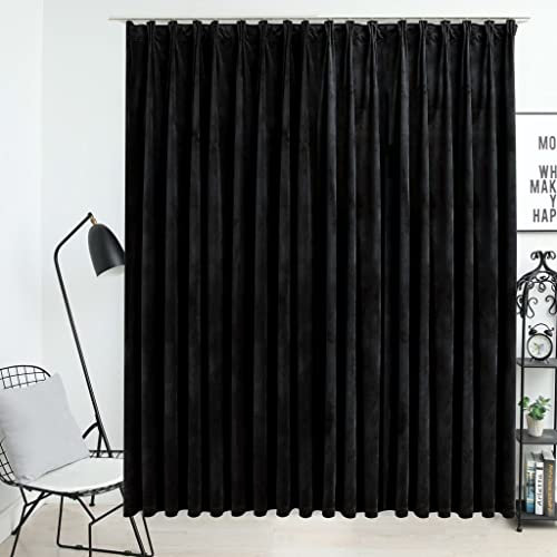 LAPOOH Tenda Oscurante con Ganci Nera in Velluto 290x245 cm,Tenda Oscurante da Esterno,Tenda Oscurante Moderne-134495