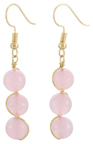 Nupuyai 8mm Edelstein Perlen Ohrringe hängend baumelnd Schmuck | Hängende Drop Kristall Ohrringe, Damen lange vergoldete Heilsteine Ohrringe, Braut Hochzeit Reiki Schmuck Geschenk