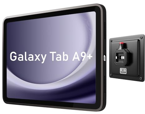 B2Bworkplace Tablet Halterung Wand kompatibel mit Samsung Galaxy Tab A9+ - inkl. Schutzhülle passgenau - vertikal & horizontal - flach - Schnellverschluss - Tablet Wandbefestigung Halter