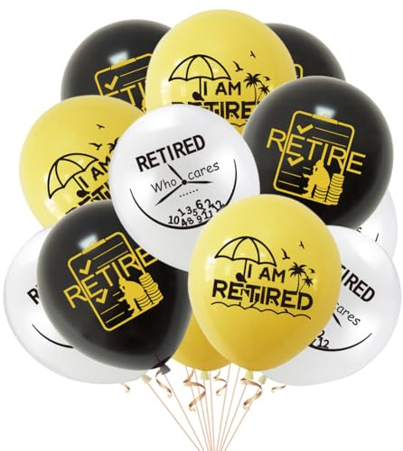 48 Pezzi Palloncini per Pensionamento,Pensionato Palloncini,Decorazioni per feste di pensionamento,Lattice Decorazione Gadget Addobbi per Festa Pensionamento Pensionato Donna Uomo